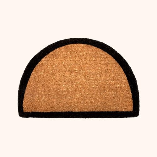 60x90 CM Half Round Semi Circle Coir Doormat Welcome Entry Mat Black Border