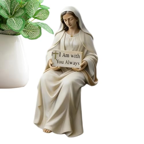 Estatua De María - Estatua De La Virgen María, Porta Rosario De La Virgen | Figura De Resina Sagrada Para Decoración De Mesa De La Madre, Escultura Religiosa, De Exhibición De Fe, Religioso Par