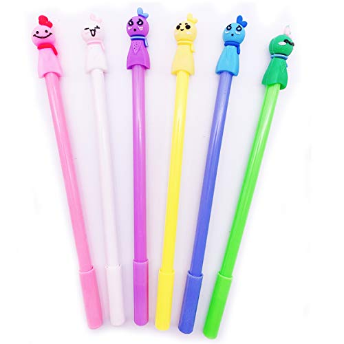 Panda conejo dibujos animados pen paquete de 6pcs Sunny bebé 3 Color Cartoon agua negro firma pluma 0.5 mm Slim recambio mejor decoración de oficina estudiantes pluma