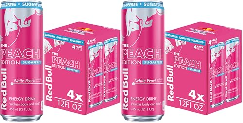 Image of Red Bull Sugar-Free White Peach Summer Edition Energy Drink, with 114mg Caffeine plus Taurine & B Vitamins, 12 Fl Oz, 8 Pack