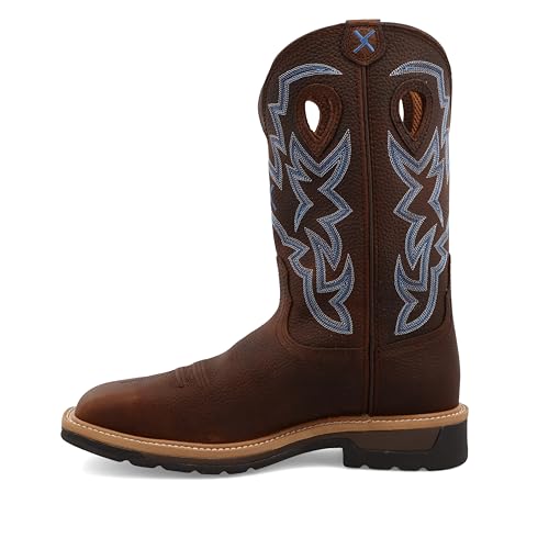 Twisted X Men's 12" Western Work Boot, Square Toe Steel Toe, Brown Pebble & Brown Pebble, 8 D2