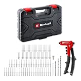 Einhell Blindnietzangen-Set (100 Blindnieten, 4 Mundstücke, Metallbohrer, werkzeugloser Wechsel, ergonomischer Griff, Koffer mit Verschluss, einhändig bedienbar)
