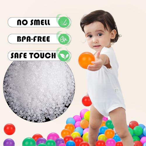 YUFUL Ball Pit Balls 2000 Count for Kids, 2.2” BPA Free Non-Toxic Crush Proof Plastic Balls, 7 Bright Colors for Ball Pits, Playpens, Play Tents, Includes Storage Net Bag (Rainbow)