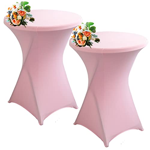 SHUOJIA 1/2/4pcs Housse De Table De Bistrot, Housse Mange Debout, Nappe Mange Debout Nappe Cocktail Ronde, Housse De Table De Extensible en Spandex pour...