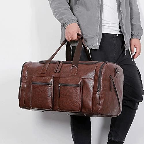 Vintage Leather Weekend Bag For Men Travel Bags Big Tote Hand Luggage Duffel Handbag Shoulder Bag2