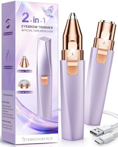 Augenbrauen Trimme Damen Gesichtshaarentferner für Frauen: 2 in 1 Augenbrauenrasierer Elektrisch und Gesichtsrasierer Frauen, Augenbrauen Rasierer für Peach Fuzz Lippen Gesicht (Li