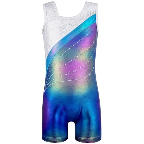 HOZIY Leotards for Girls Gymnastics Kids Children Biketard Snowflake Ribbon Blue Purple Hot Pink Sparkle 6-7 Years Purple White