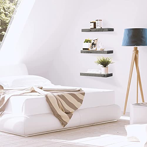 Sorbus Floating Shelf Set — Rustic Engineered Wood Hanging Rectangle Wall Shelves — Perfect For Home Décor, Trophy Display, Photo Frames, And More #TOP1