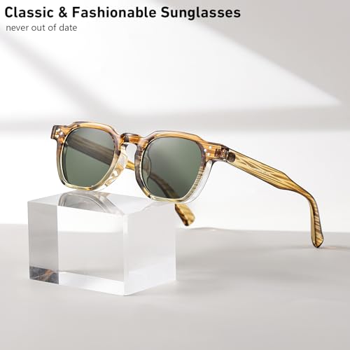 Image of Gleyemor Stylish Retro Sunglasses for Men Women Fashion Vintage Square Sunglasses UV400 Protection Shades