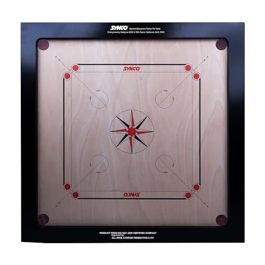 Synco 36 inches 4mm Chakri Back Full Size Carrom Board International for Professionals with Free Coins/Striker/Boric Powder
