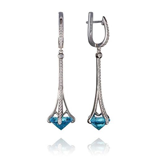 namana 925 Sterlingsilver hängande örhängen för kvinnor i silver, guld eller roséguld, eleganta dinglande örhängen för kvinnor set med färgade stenar och kubisk zirkon. Långa örhängen för kvinnor e sterlingsilver, colore: SILVER, cod. 44311