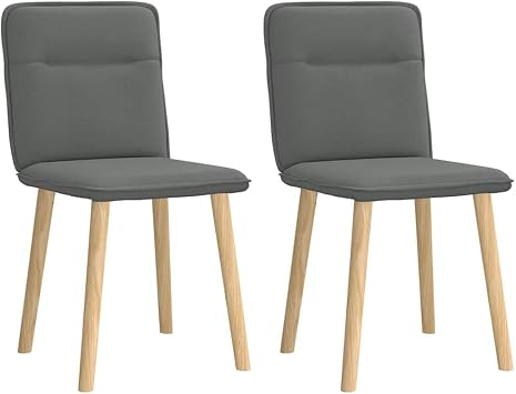 Modern Dining Chairs Set of 2, Dark Grey Upholstered Side with Padded Seat and Tapered Wood Legs for Kitchen, Dining Room, Living Room, Comfortable and Stylish Accent Chairs