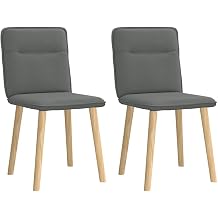 Modern Dining Chairs Set of 2, Dark Grey Upholstered Side with Padded Seat and Tapered Wood Legs for Kitchen, Dining Room, Living Room, Comfortable and Stylish Accent Chairs