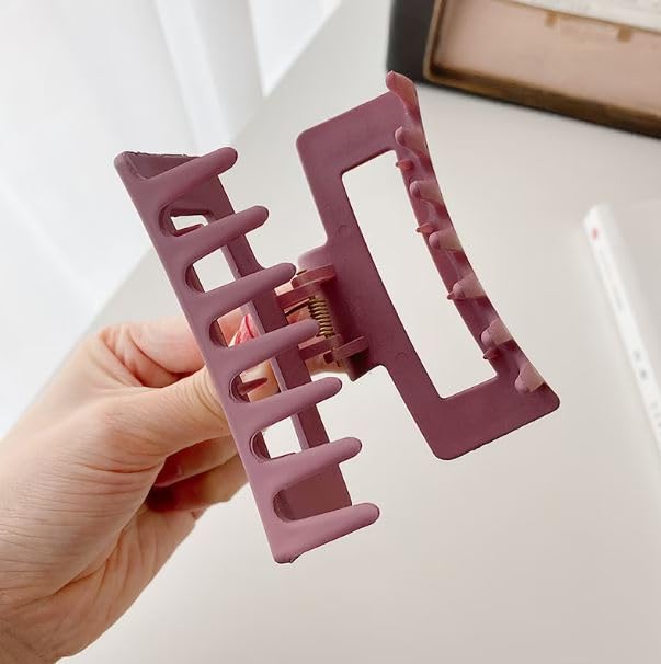 Hair Claw Clips for Women, 3.5 Inch Matte Big Claw Clips Strong Hold Non-Slip Barrettes Rectangular Hair Clips for Long Thin Thick Hair (PACK OF 8) (BIG_MULTI_RECT_8_HC) 2