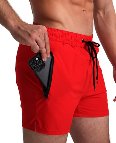 Mens Red Swim Trunks 5