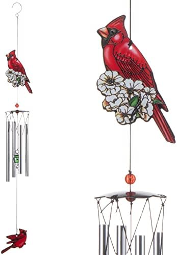 Gardenvy Cardinal Bird Wind Chime, Red Bird Wind Chimes Outdoor Decorations, Garden Backyard Church Hanging Decor