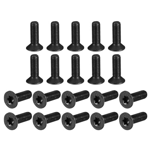 QUARKZMAN Vis à Tête Plate Antivol Torx M5-0,8x16mm, 20 Pièces en Acier Allié de Qualité 10,9, Entraînement Torx, Tête Fraisée, Filetage Complet, Finition Oxyde Noir