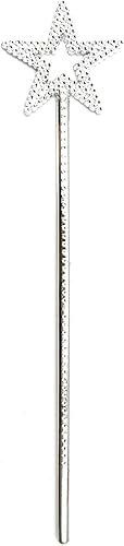 Varita de estrella plateada de 13 pulgadas, varita de ángel plateada chapada en princesa de hada, accesorios de disfraz de cosplay, varita mágica