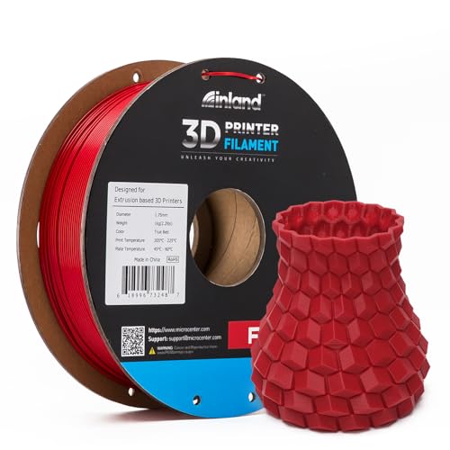 Image of INLAND Micro Center PLA+ 3D Printing Filament 1.75mm - PLA Pro Dimensional Accuracy + /- 0.03 mm - 1kg Cardboard Spool (2.2 lbs) (1 Pack True Red, 1.75mm)