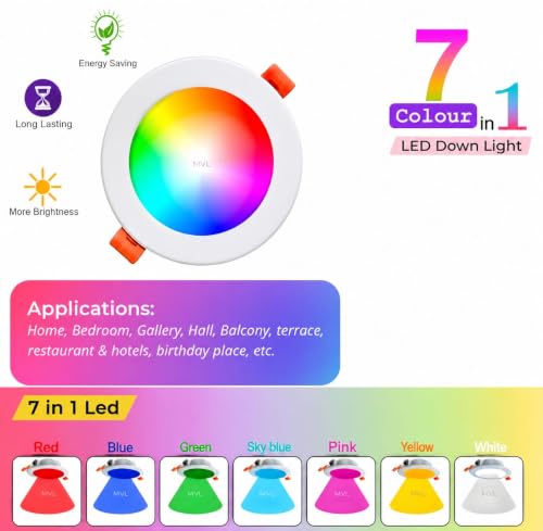 Image of 7Watt 7 in 1 Multicolor Ceiling Downlight Pack of 4
