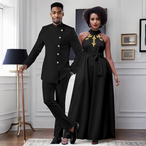Match Clothes for Couple Men`s Blazer and Pants Set Women`s Match Color Midi Dress2