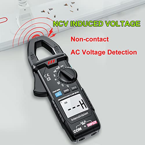 Intendvision Ac/Dc Digital Clamp Meter T-Rms 6000 Counts, Multimeter Voltage Tester Auto-Ranging, Ncv Ac Dc Current Voltage Resistance Capacitance Frequency Diode Temperature Measure Tester #TOP4