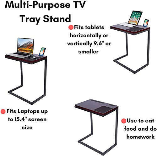 Sofia + Sam Sofa Table TV Tray with Tablet and Phone Slots - Work from Home - Laptop Stand for Couch Bed - Metal Legs - Console Lapdesk - Breakfast Eating Food - Coloring Computer Crafts - Lap Desk - Thumbnail 7