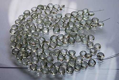 Prasiolite naturelle du Brésil en briolette cœur pour un cadeau unique