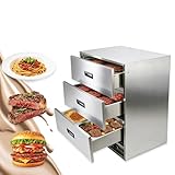 Commercial Three Drawer Food Warming Cabinet,Stainless Steel Hot Dog Bun Warmer,Electric 3 Drawer Warmers, Temperature Control,for Bread,Pies,Baked Potatoes and Various Foods,3 Drawers