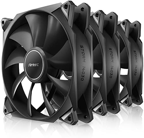 Antec 140mm Case Fan, 30mm Thickness Fans, 140mm x 30mm Case Fans, PWM PC Fans, 140mm Fan, Premium High-Performance Case Fans, 4-pin PWM Connector with 1500 RPM, Storm T3 Series 3 Packs