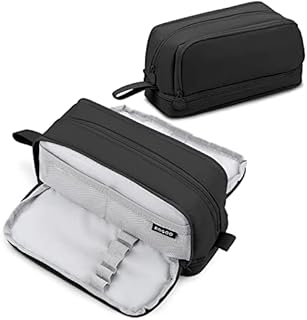 Eucomir Pencil Case with 4 Compartments for Girls Boys, Large Pencil Case Stationery Organizer Aesthetic Pencil Case for Kids Women Men Teenagers Students,Black
