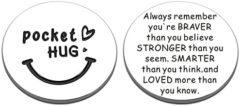 HZJ-AIGO Pocket Hug Token,Long Distance Relationship Keepsake,Thinking of You Gifts,Isolation Gifts,Stainless Steel Double Sided Inspirational Gift