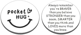 HZJ-AIGO Pocket Hug Token,Long Distance Relationship Keepsake,Thinking of You Gifts,Isolation Gifts,Stainless Steel Double Sided Inspirational Gift