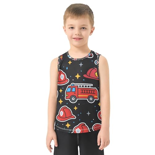 JUNZAN Firefighter Fire Hose Hydrant Truck Boys Tank Tops Sleeveless Toddler Vest Beach Clothes for Beach Travel Sports 3T2