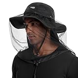 Bassdash UPF 50+ Moskito Sonnenhut mit verstecktem Kopfnetz und Nackenschutz für Herren Damen Angeln Wandern Camping