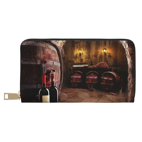 Portefeuille amusant cuir PU blanc avec porte-cartes et motif oenologie
