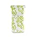 Squeeze Top Sunglasses Pouch Eyeglass Cases PU Leather Soft Anti-Scratch Eyeglass Holder (Lime Green Flowers Pattern White)