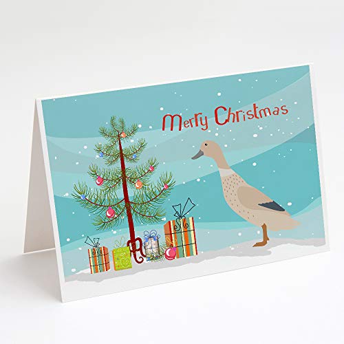 Caroline's Treasures BB9225GCA7P West Harlequin Duck Christmas Greeting Cards and Envelopes Pack of 8, Teal Blank Cards with Envelopes Whimsical A7 Size 5x7 Blank Note Cards