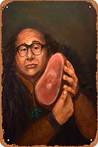 ASIOADWNA Danny DeVito with his Beloved ham Metal Tin Poster 12 X 8 Inches Man Cave Wall Decor