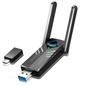 WiFi Adapter for Desktop PC, WiFi 6 AX1800 Mbps Long-Range Wide-Coverage Dual-Band 5G/2.4G USB WiFi Adapter Built-in Driver for PC Laptop Desktop Supports Windows 11/10/ 7 (Black)