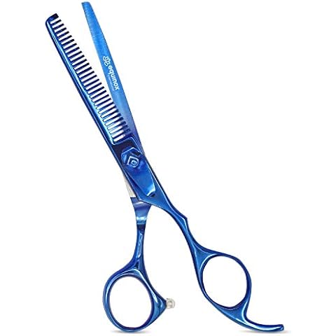 Equinox Hairdressing Scissors- 6.5" Barber Salon Hair Scissor Professional- Sharp Stainless Steel Hairdressers Hair Cutting Shears for Men and Women (Blue Titanium Thinning Scissor) Cover
