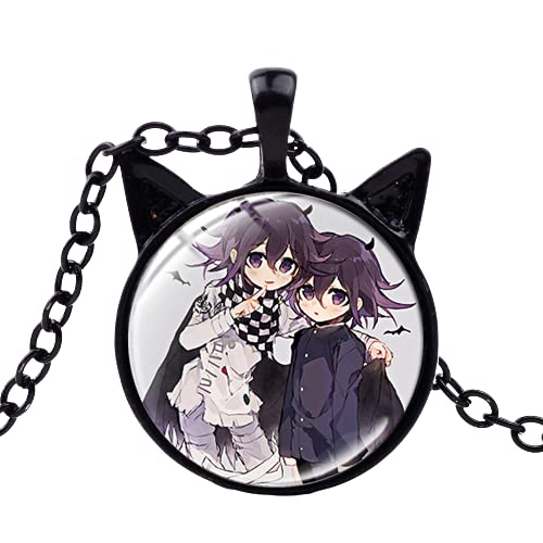 Anime Game Dangan Ronpa Danganronpa Chain Necklace for Fans Oma Kokichi Figure Glass Cabochon Cat Ears Necklaces Pendants