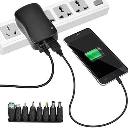 30W Universal AC to DC Power Adapter - Multi Output Voltages 3V 4.5V 5V 6V 7.5V 9V 12V Switching Power Supply with 8 Selectable Adapter Plugs for Routers Speakers Household Electronic (MAX 2A/2000mA)