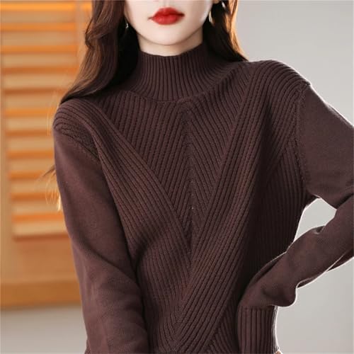 Cotton Knit Sweater Half High Collar Stripe Pullover Thickened Bottoming Casual Knitted Top for Girls3