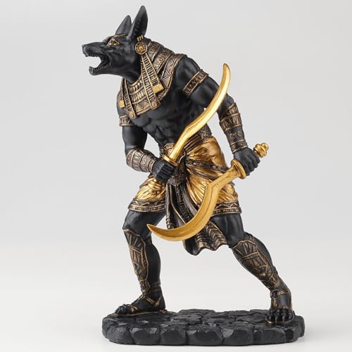 Estatua de Anubis Egipcio 8.88 pulg Negro Dorado miniatura 2