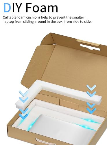 SOUNDANCE Laptop Box mit Schutz Schaum, Handmade Laptop Sleevess, Karton Laptop Versandbox, sichere Mailer Box für bis zu 17,3 Zoll Notebook Computer