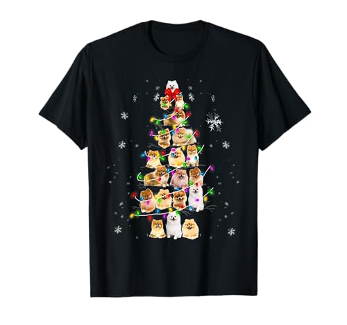 Cute Pomeranian dog Christmas Tree gift decor Xmas tree T-Shirt