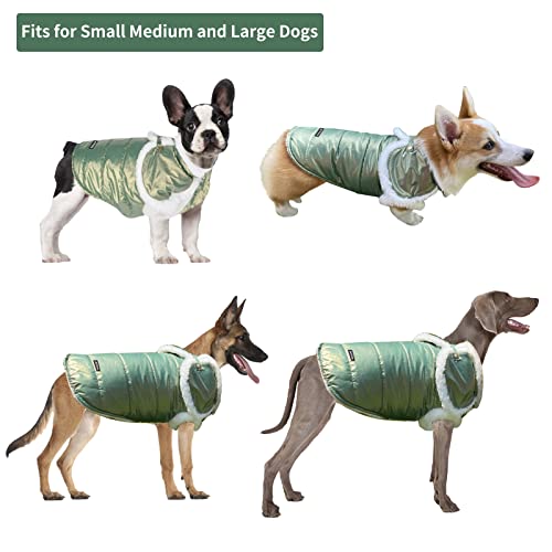 Aiitle Waterproof Dog Vest Coat - Christmas Pearlescent Fabric Dog Jacket - Cloak Design Dog Vest Winter Coat - Cold Weather Dog Clothes For Small Medium Large Dogs For Indoor And Outdoor Use Green Xs #TOP2