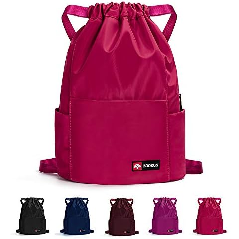 Waterproof Drawstring Gym Backpack Bag for Men & Women, Sport Gym Sack Mini Travel Daypack (A05-rose) Cover