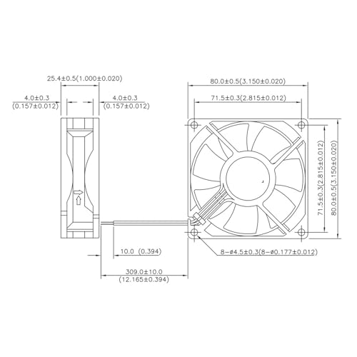 Ventilateur de refroidissement boîtier 24VDC 0.15A AFB0824HH 80mm - 4